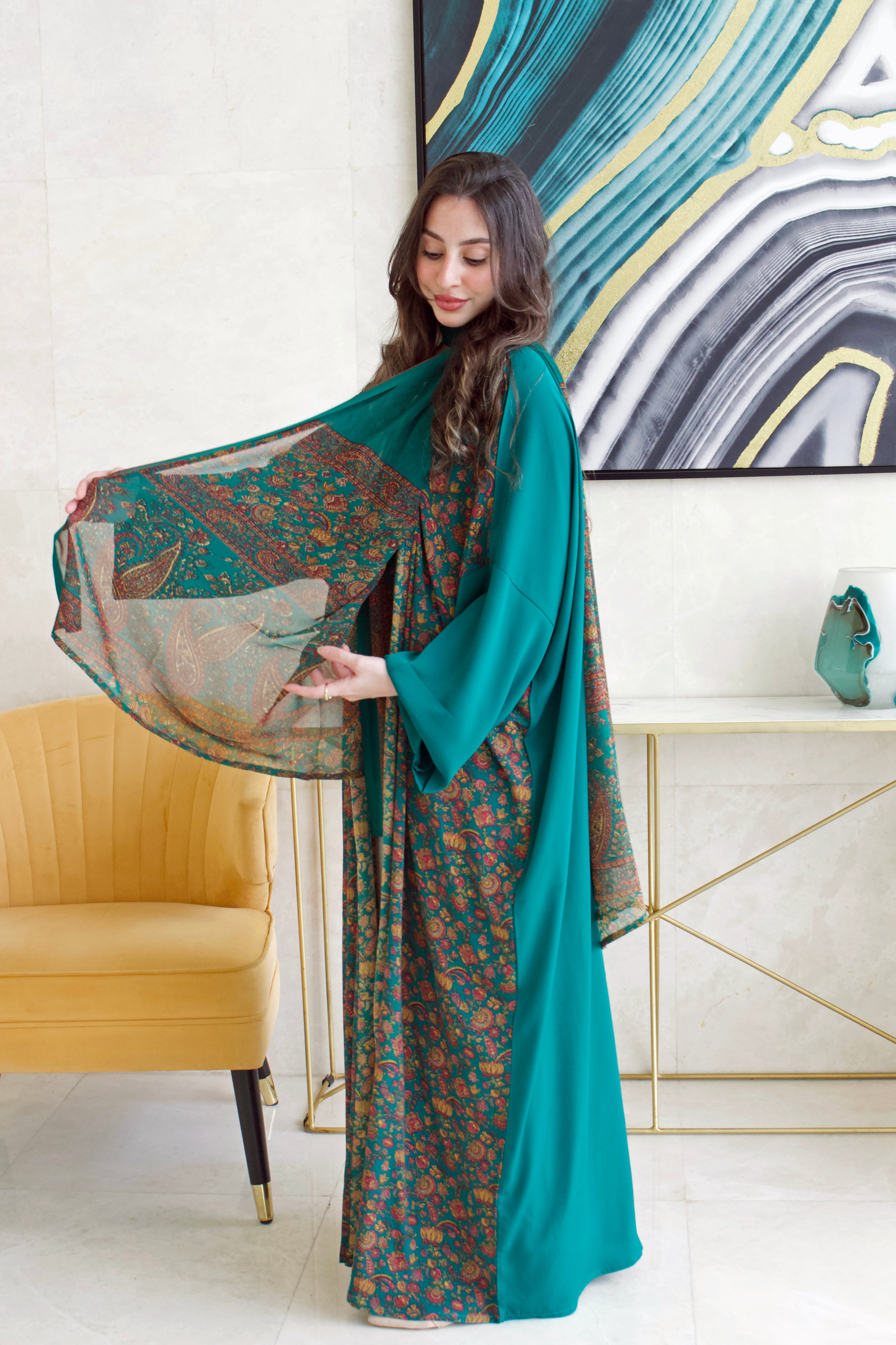 Emerald Royal Drape Abaya