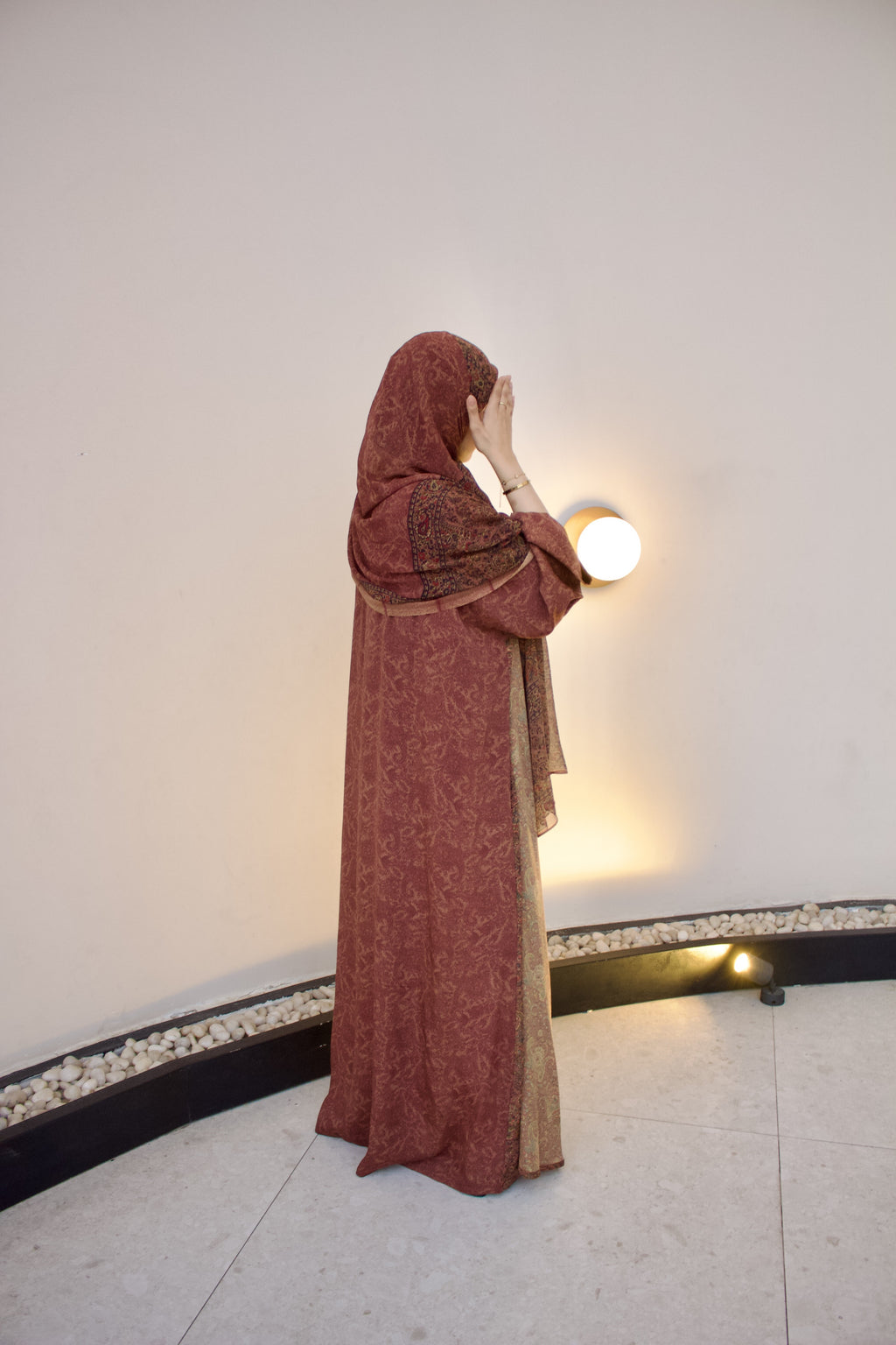 Vintage Maroon Abaya set