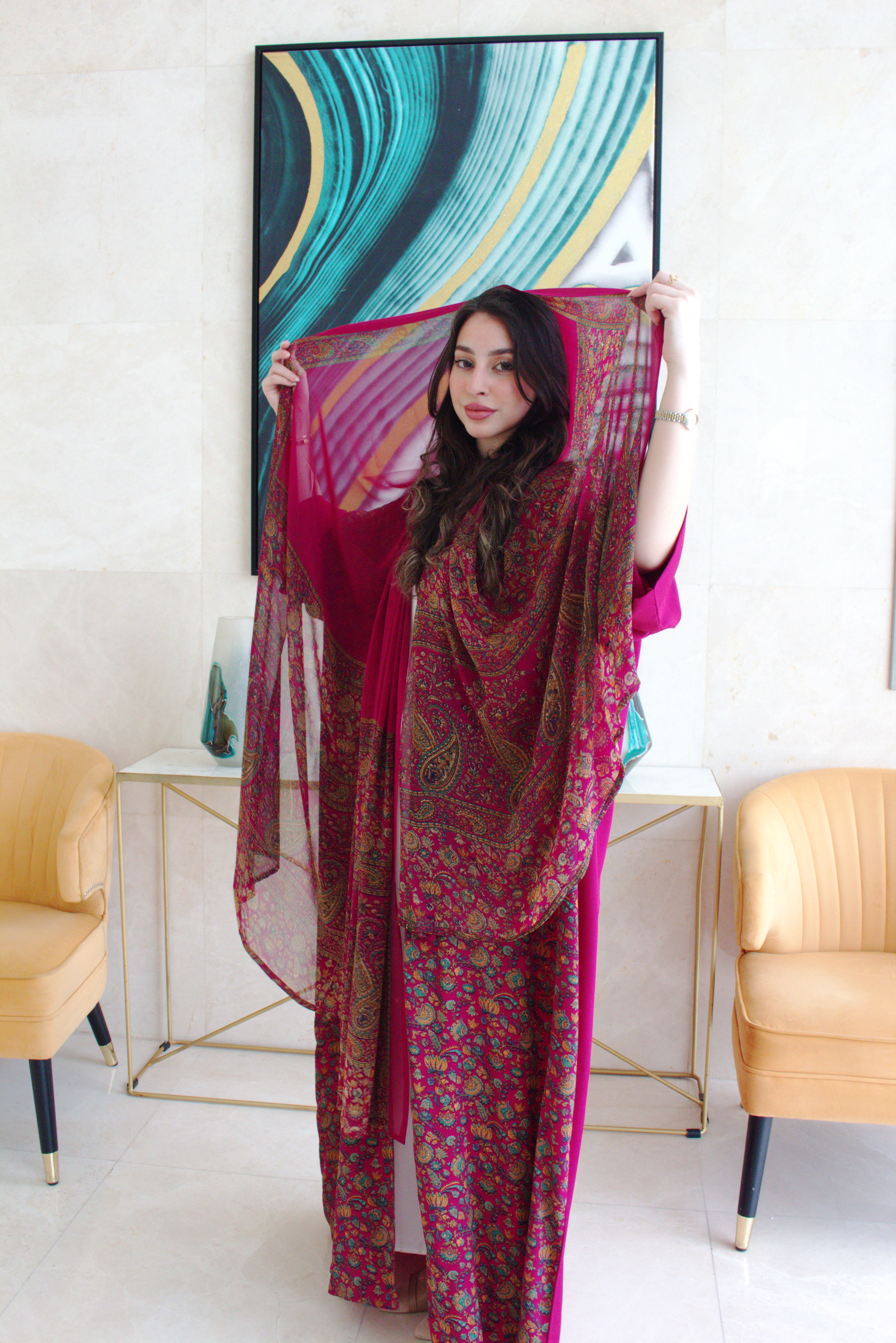 The Midnight Berry Abaya Set