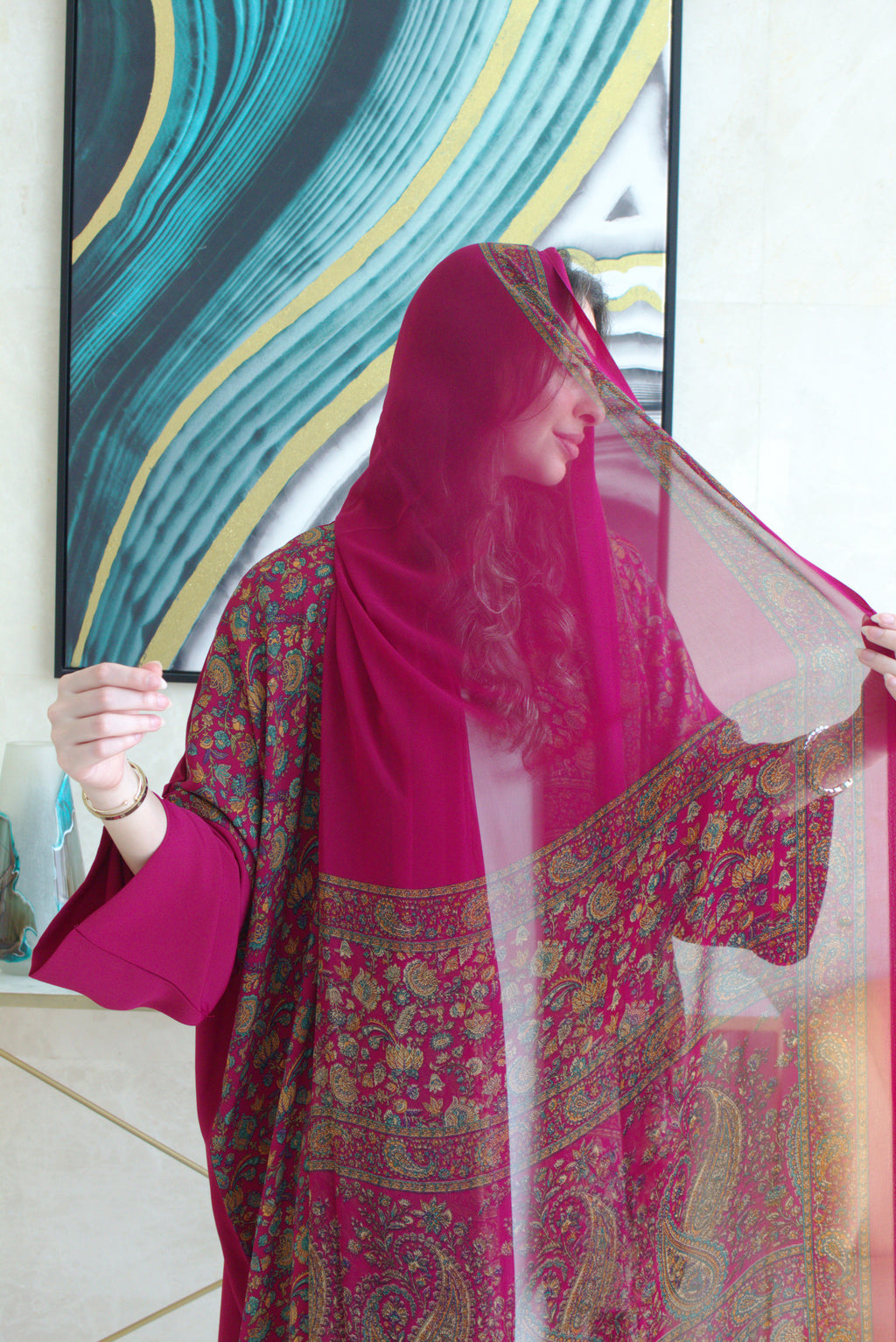 The Midnight Berry Abaya Set