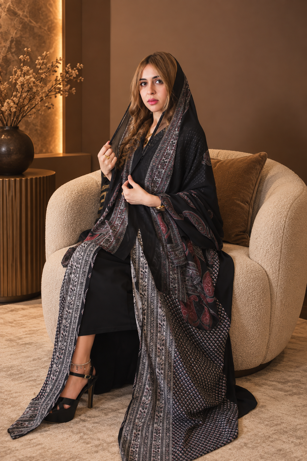 Midnight Heirloom Silky Abaya Set