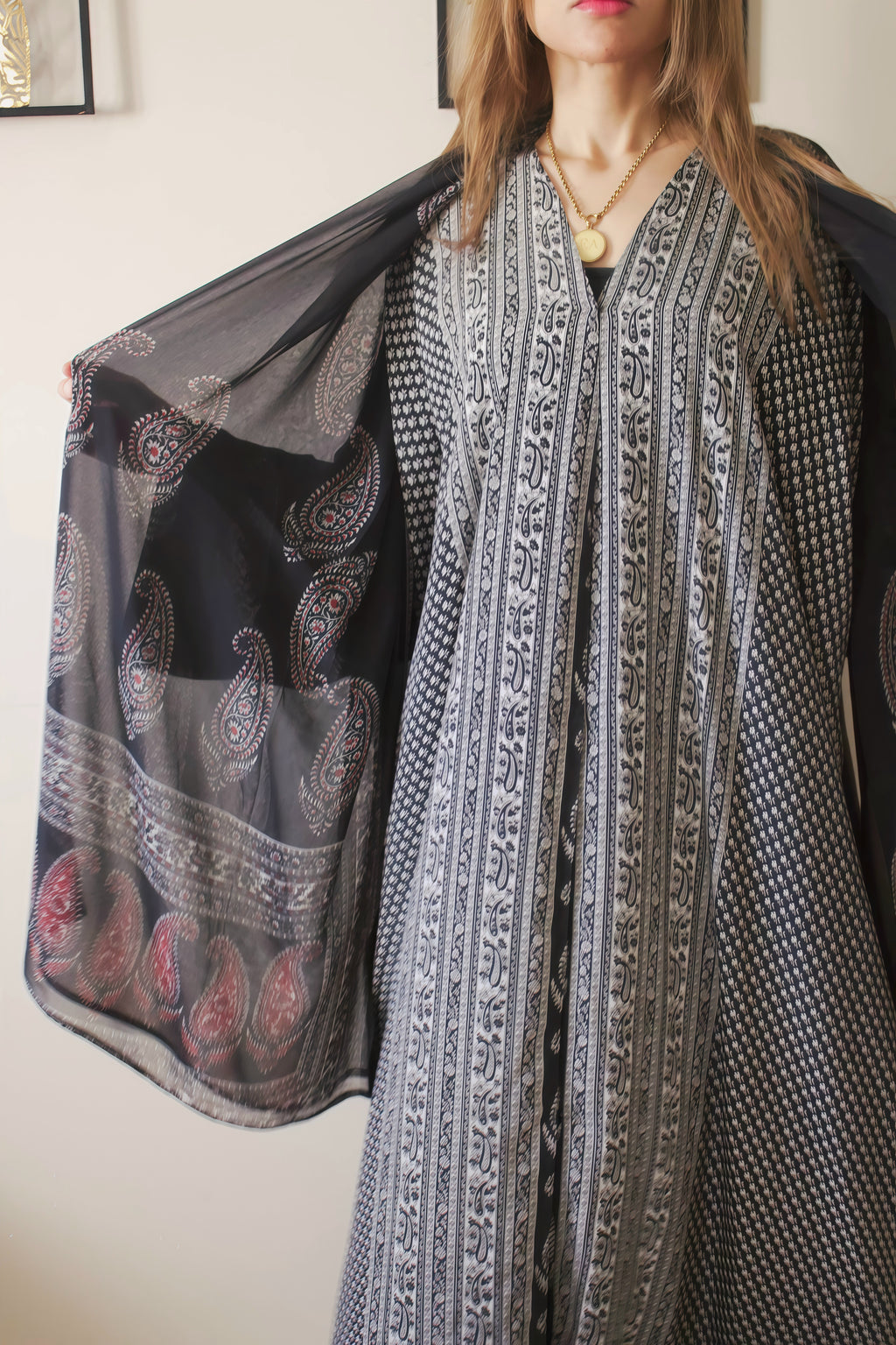 Midnight Heirloom Silky Abaya Set