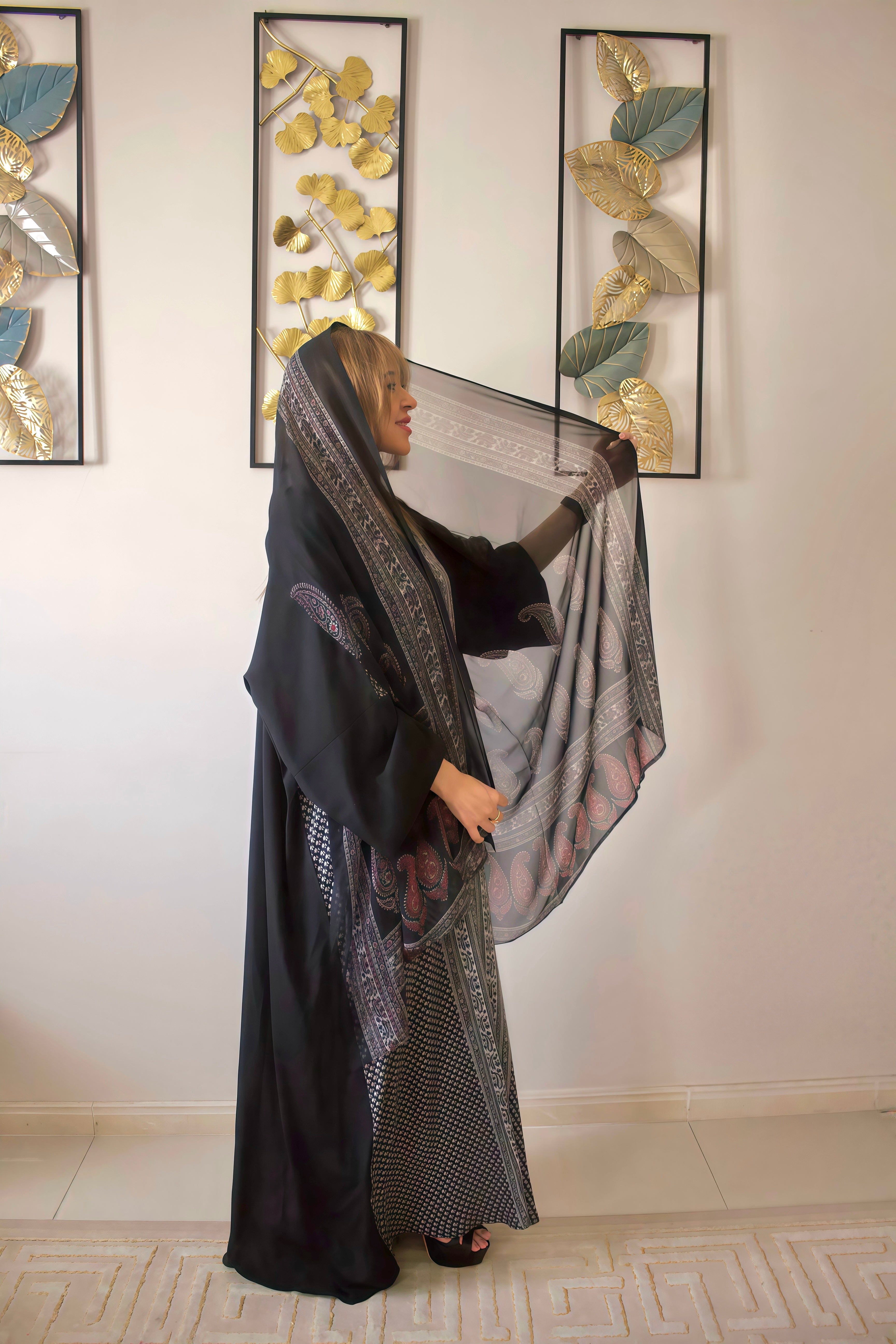 Midnight Heirloom Silky Abaya Set