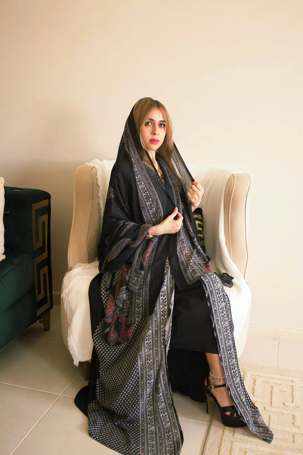 Midnight Heirloom Silky Abaya Set