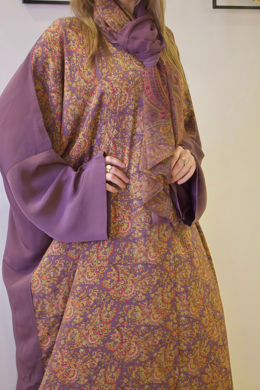 Royal Mauve Silky Abaya Set